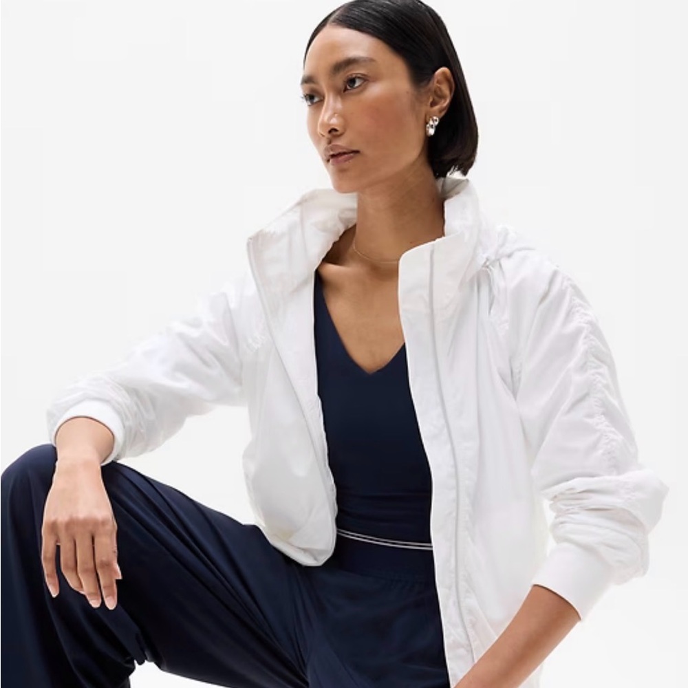 Athleta Women's White  Jetset Bomber Jacket